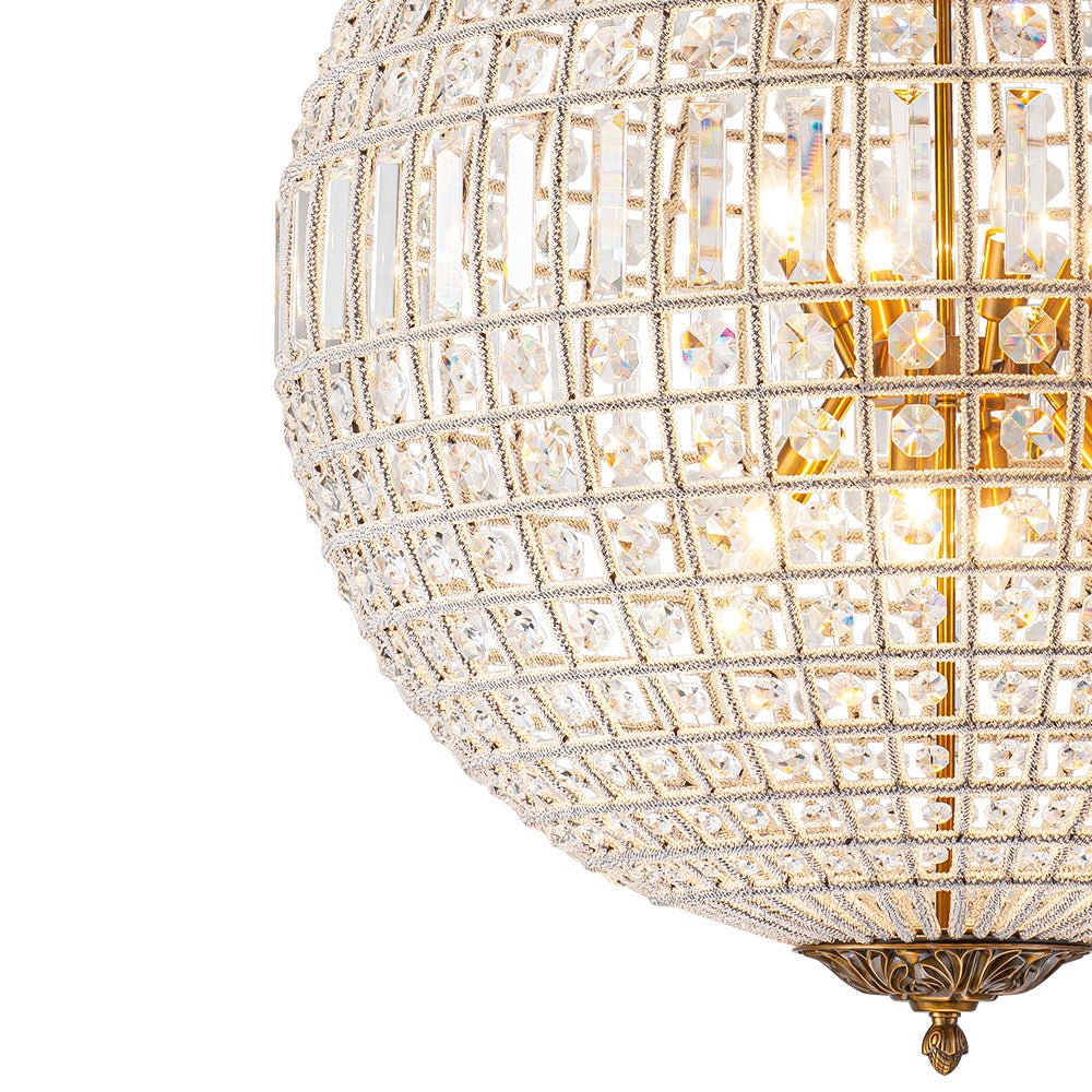Roligt Vintage Globe Brass Crystal Chandelier - Lamp Copper
