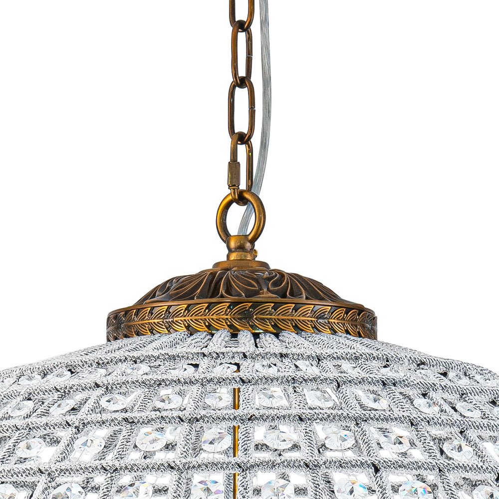 Roligt Vintage Globe Brass Crystal Chandelier - Lamp Copper
