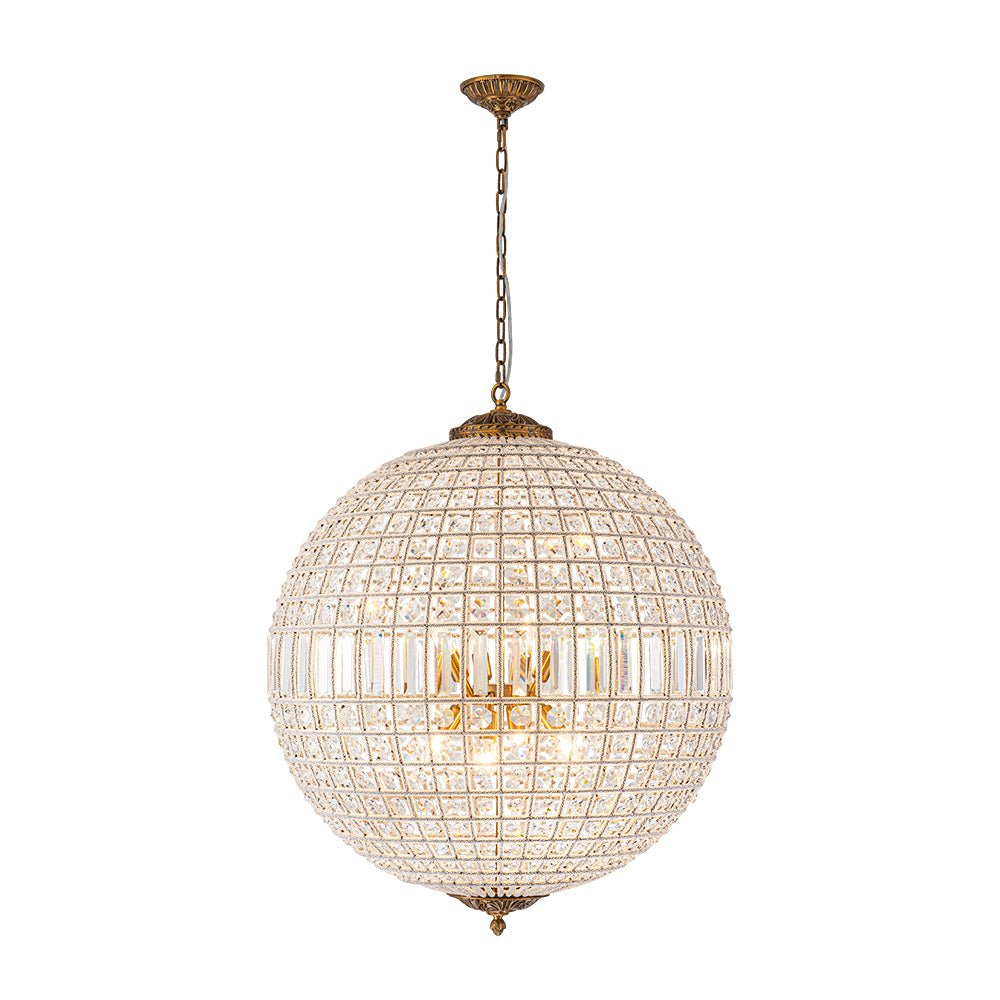 Roligt Vintage Globe Brass Crystal Chandelier - Lamp Copper