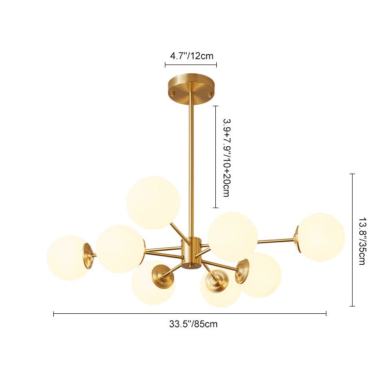 Himinuva Frosted Globe Sputnik Glass Chandelier - Lamp Copper
