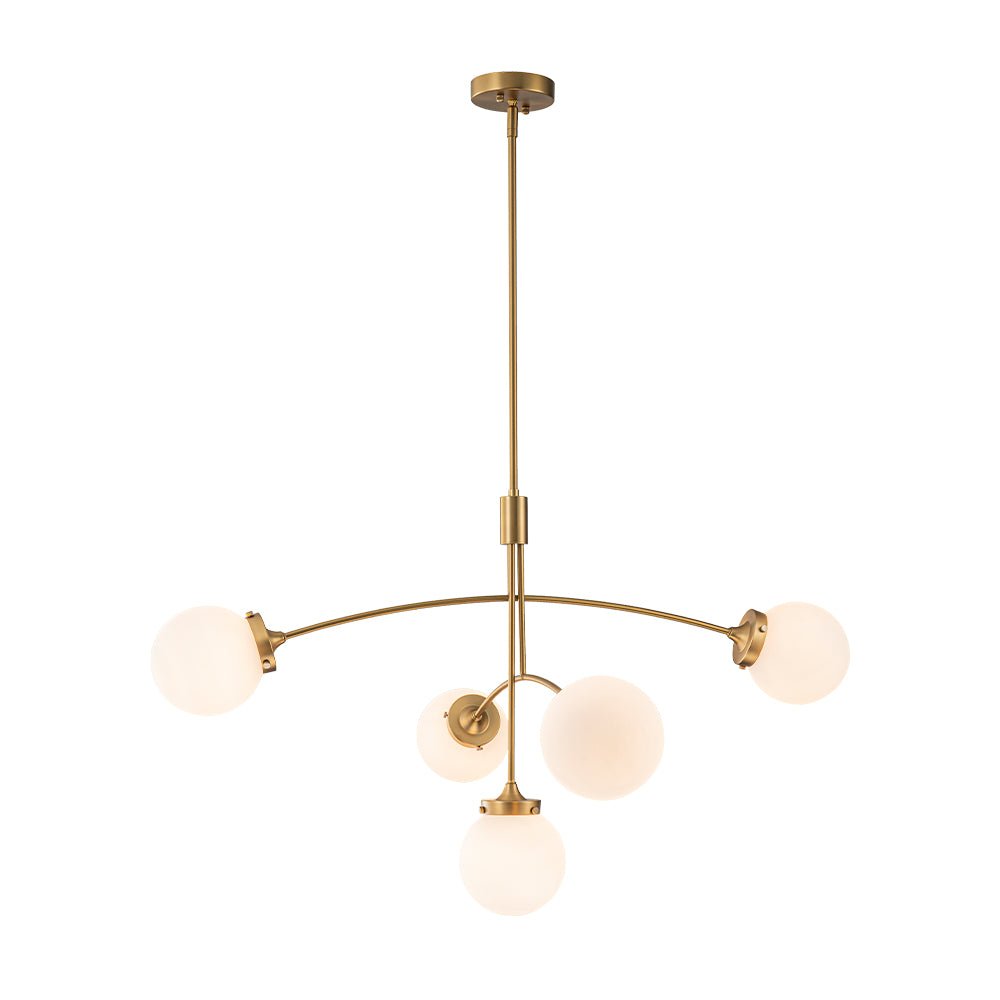Blikuvum Funky Seesaw Arched Arm Globe Glass Semi Flush Chandelier - Lamp Copper