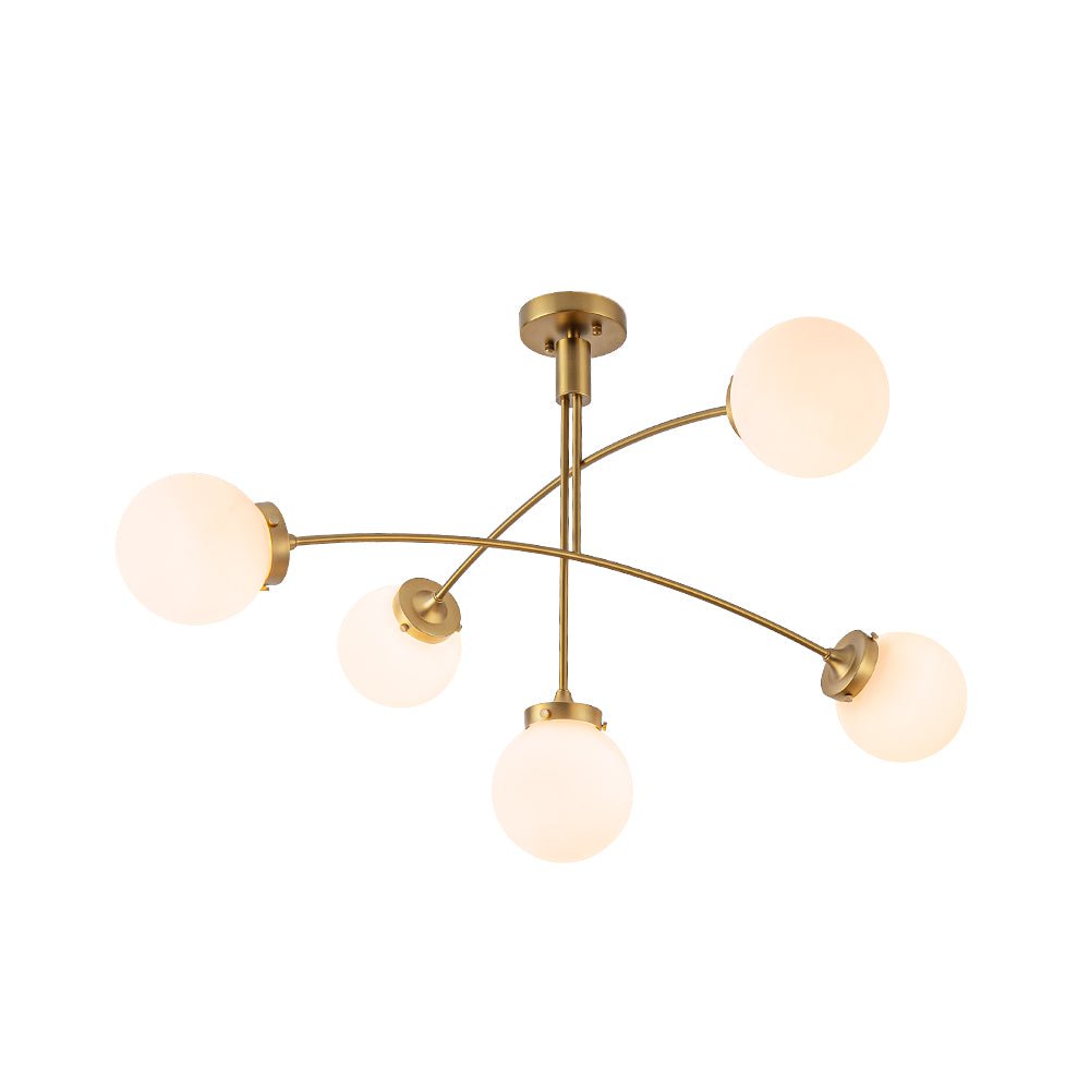 Blikuvum Funky Seesaw Arched Arm Globe Glass Semi Flush Chandelier - Lamp Copper
