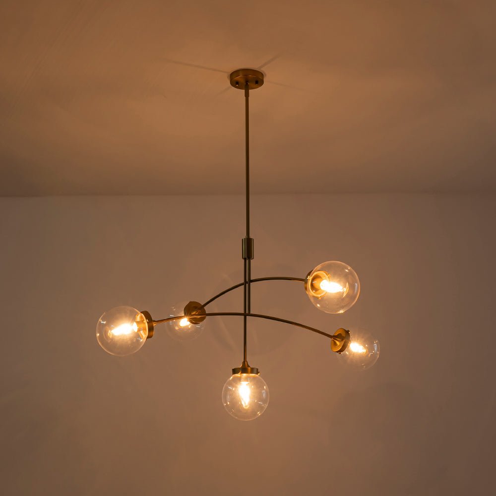 Blikuvum Funky Seesaw Arched Arm Globe Glass Semi Flush Chandelier - Lamp Copper