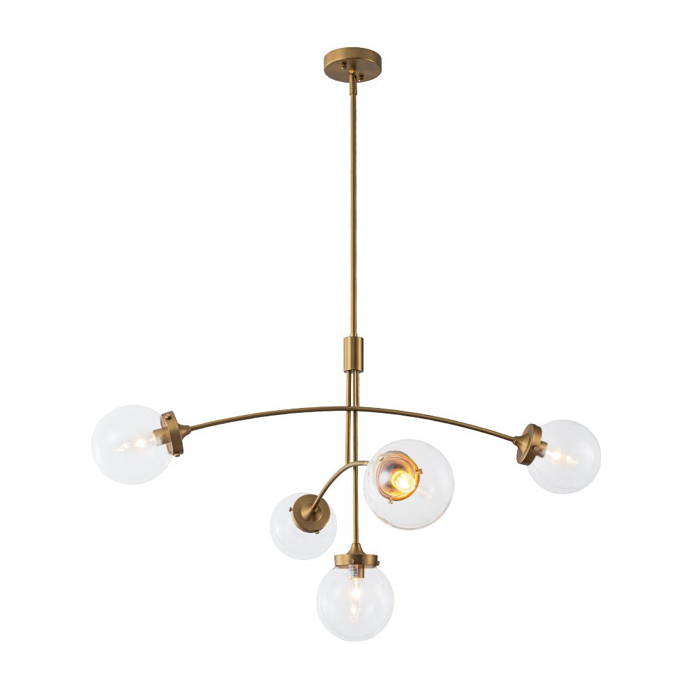 Blikuvum Funky Seesaw Arched Arm Globe Glass Semi Flush Chandelier - Lamp Copper