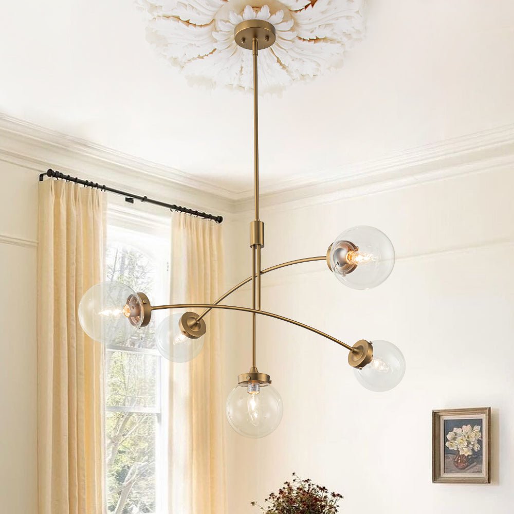 Blikuvum Funky Seesaw Arched Arm Globe Glass Semi Flush Chandelier - Lamp Copper