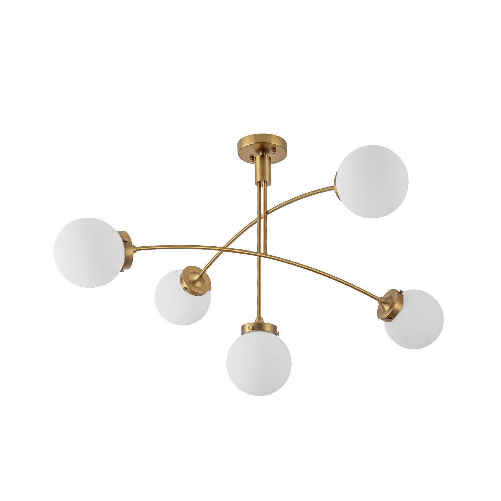 Blikuvum Funky Seesaw Arched Arm Globe Glass Semi Flush Chandelier - Lamp Copper