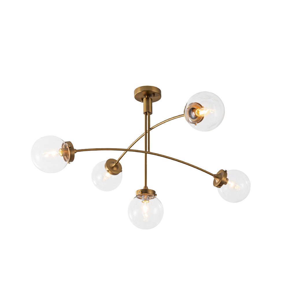Blikuvum Funky Seesaw Arched Arm Globe Glass Semi Flush Chandelier - Lamp Copper