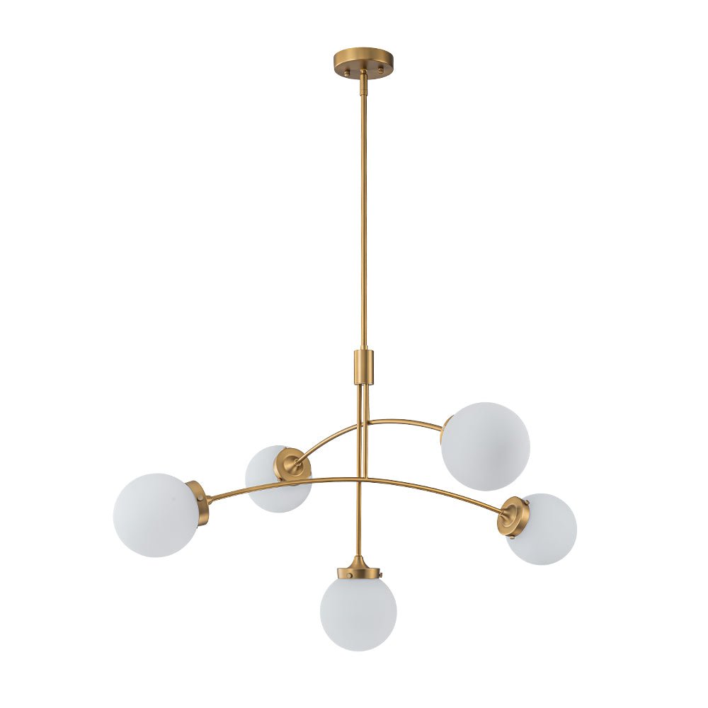Blikuvum Funky Seesaw Arched Arm Globe Glass Semi Flush Chandelier - Lamp Copper