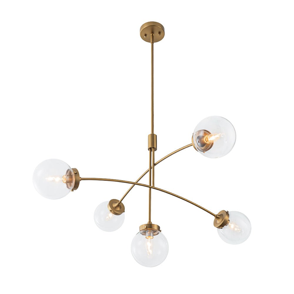 Blikuvum Funky Seesaw Arched Arm Globe Glass Semi Flush Chandelier - Lamp Copper
