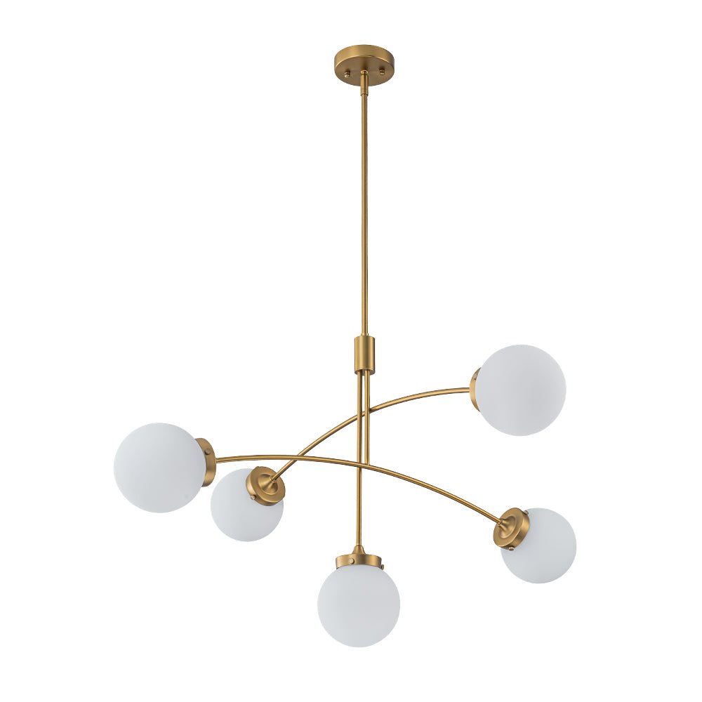 Blikuvum Funky Seesaw Arched Arm Globe Glass Semi Flush Chandelier - Lamp Copper