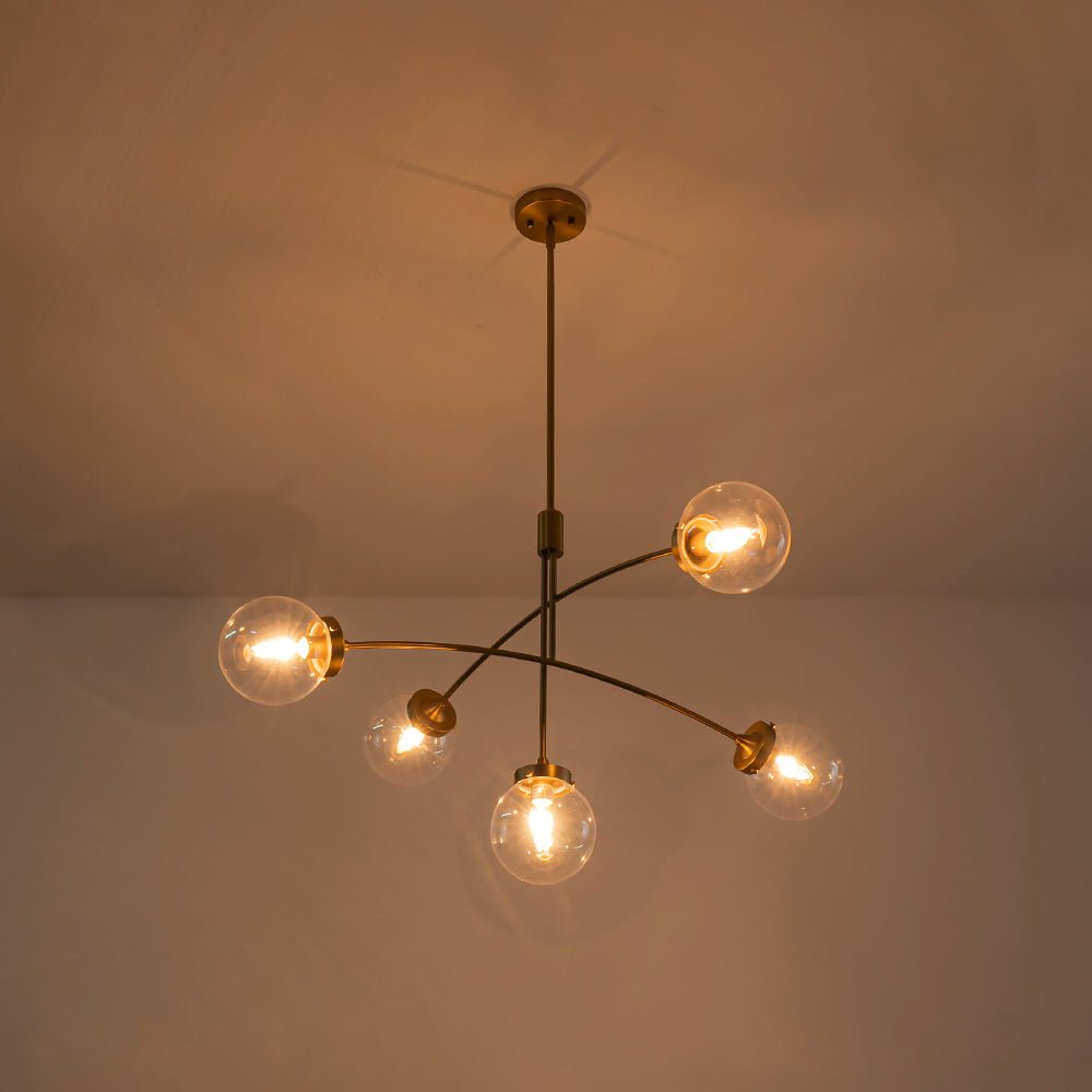 Blikuvum Funky Seesaw Arched Arm Globe Glass Semi Flush Chandelier - Lamp Copper