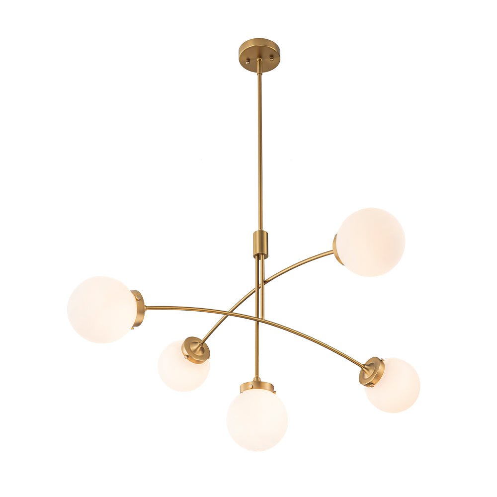 Blikuvum Funky Seesaw Arched Arm Globe Glass Semi Flush Chandelier - Lamp Copper