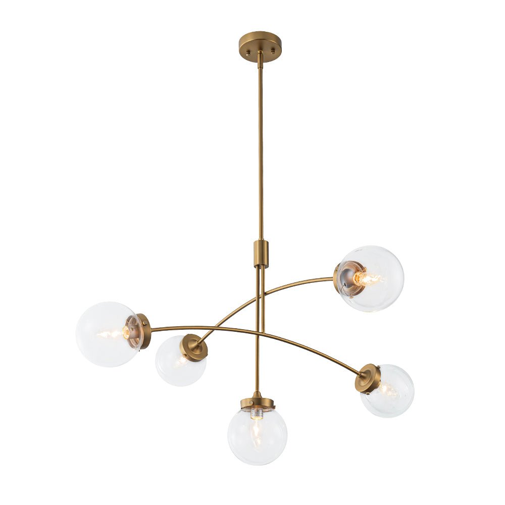 Blikuvum Funky Seesaw Arched Arm Globe Glass Semi Flush Chandelier - Lamp Copper