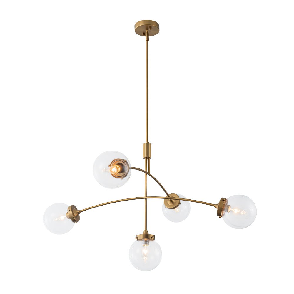 Blikuvum Funky Seesaw Arched Arm Globe Glass Semi Flush Chandelier - Lamp Copper