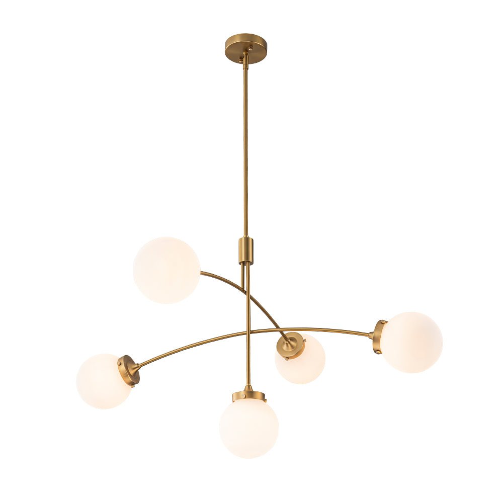 Blikuvum Funky Seesaw Arched Arm Globe Glass Semi Flush Chandelier - Lamp Copper