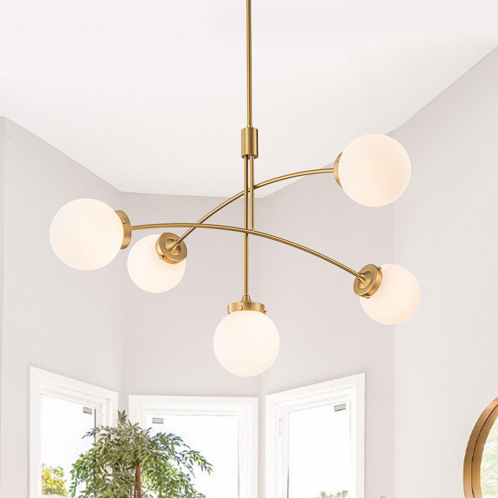 Blikuvum Funky Seesaw Arched Arm Globe Glass Semi Flush Chandelier - Lamp Copper