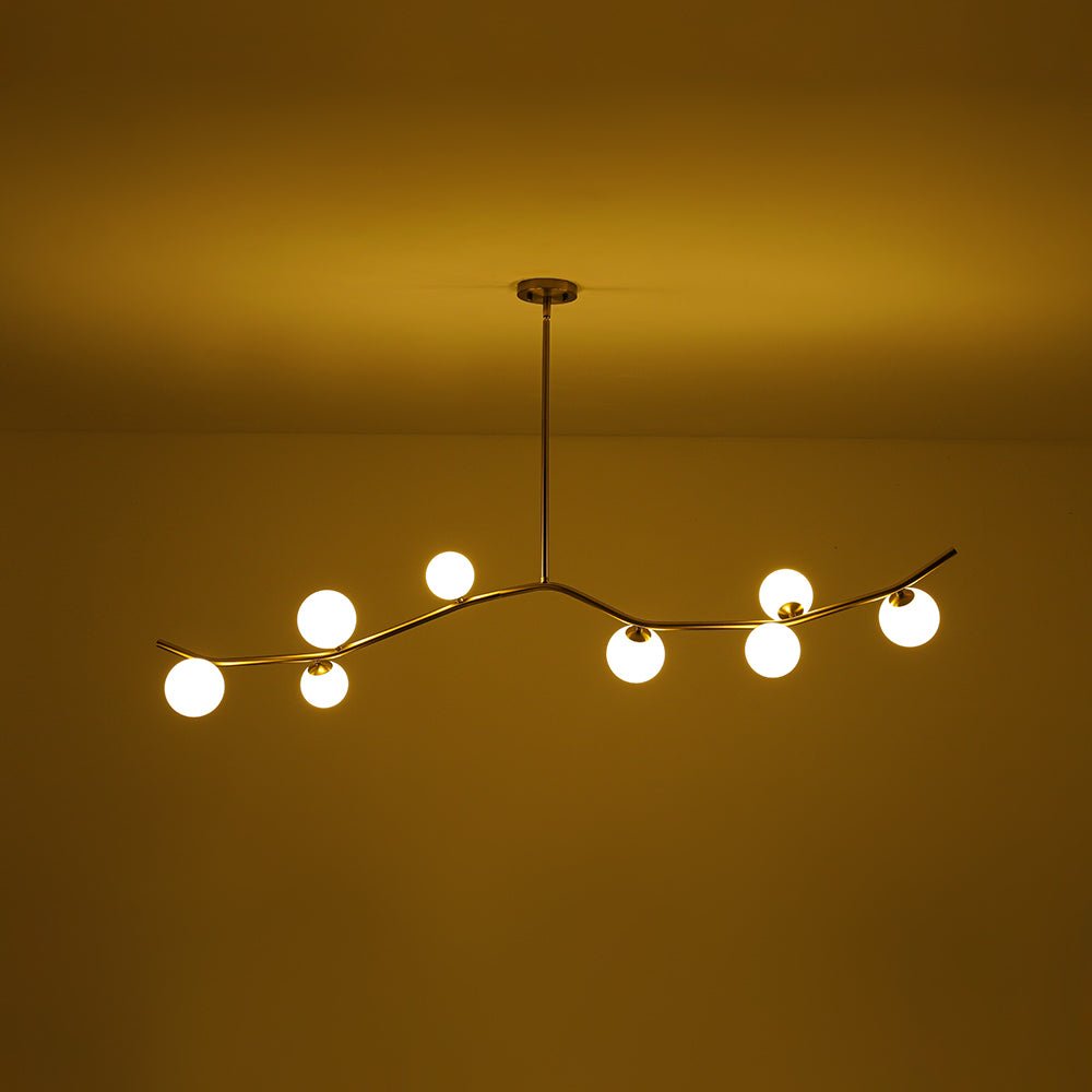 Eiriksd Funky Curved Linear Glass Chandelier - Lamp Copper