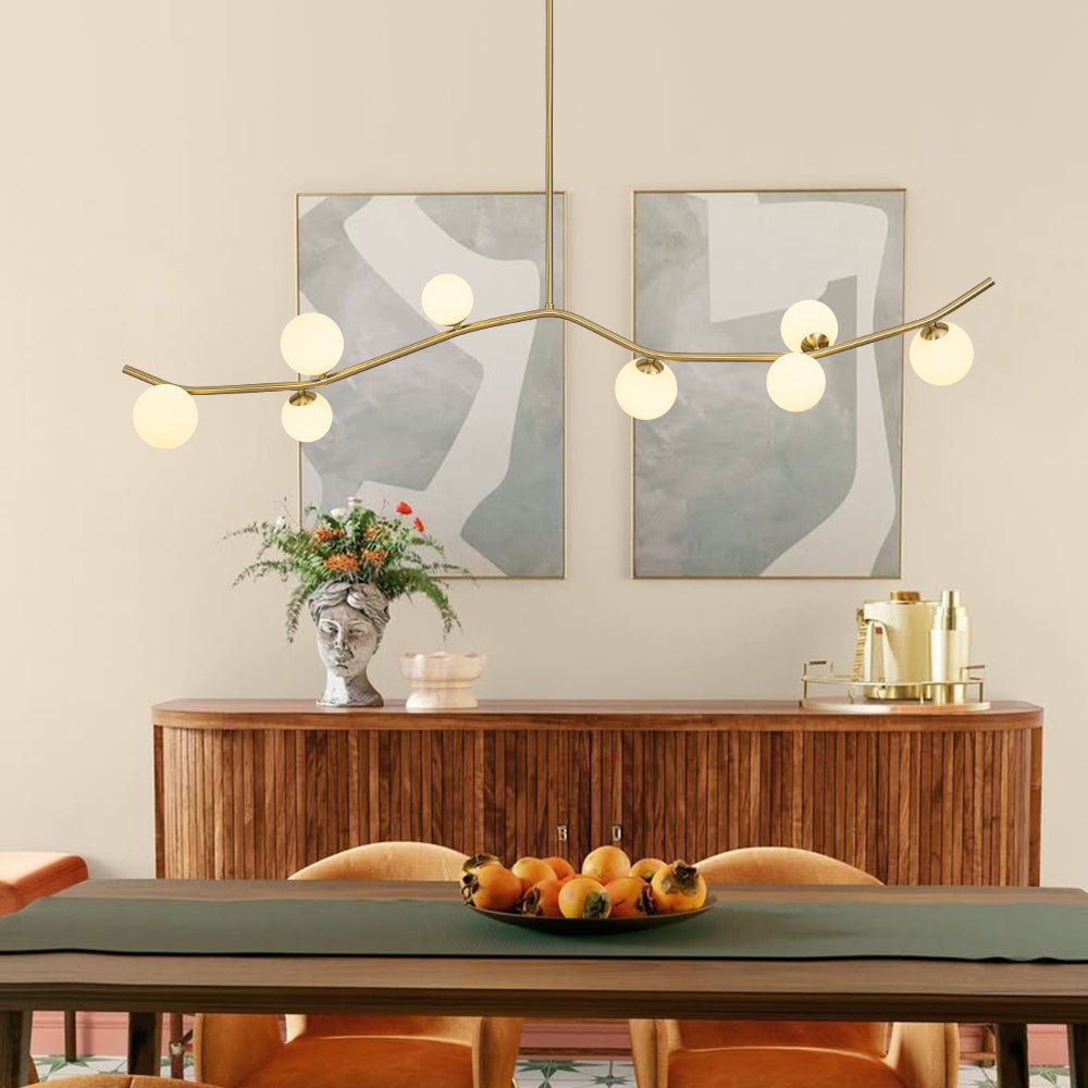 Eiriksd Funky Curved Linear Glass Chandelier - Lamp Copper