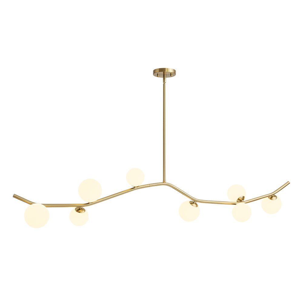 Eiriksd Funky Curved Linear Glass Chandelier - Lamp Copper