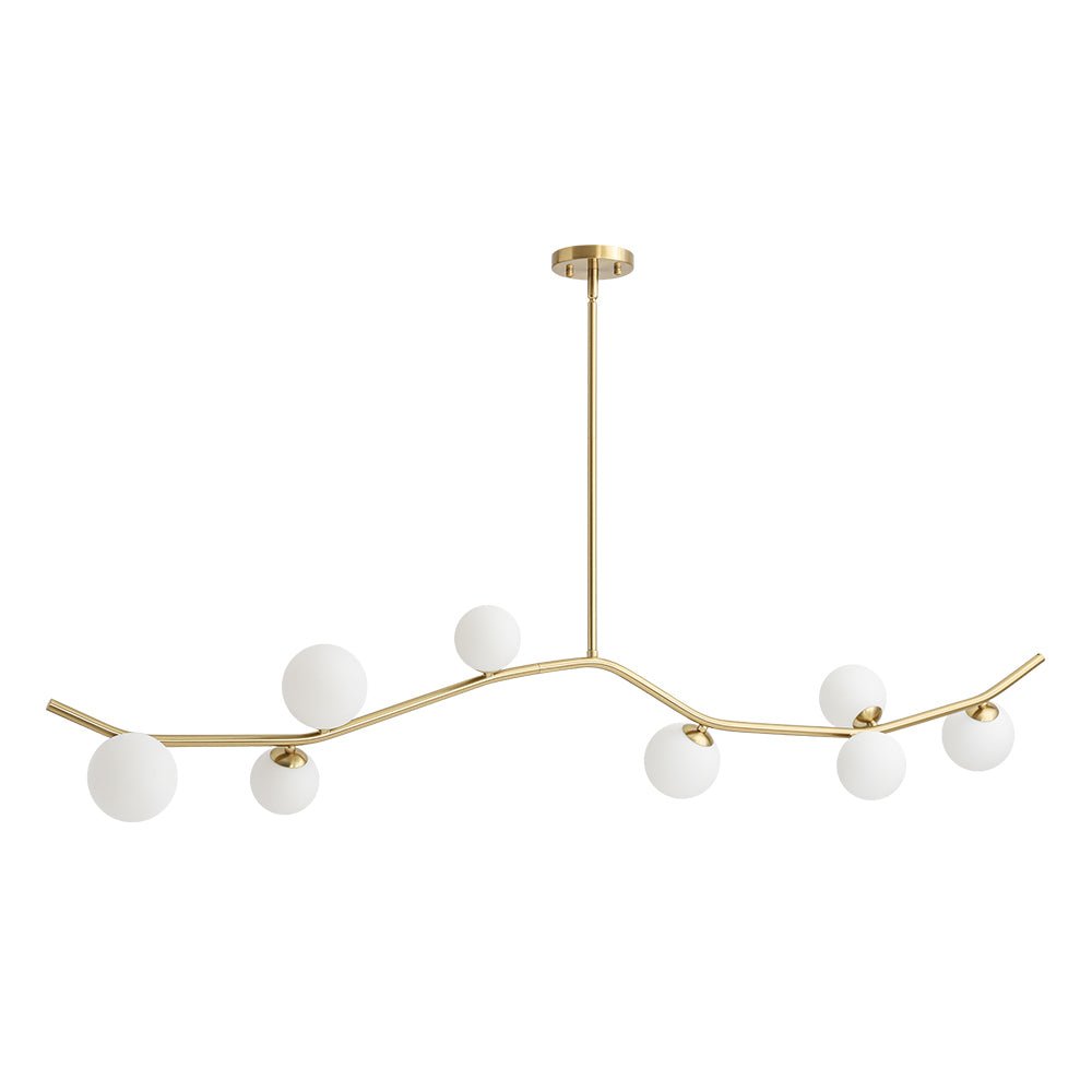 Eiriksd Funky Curved Linear Glass Chandelier - Lamp Copper