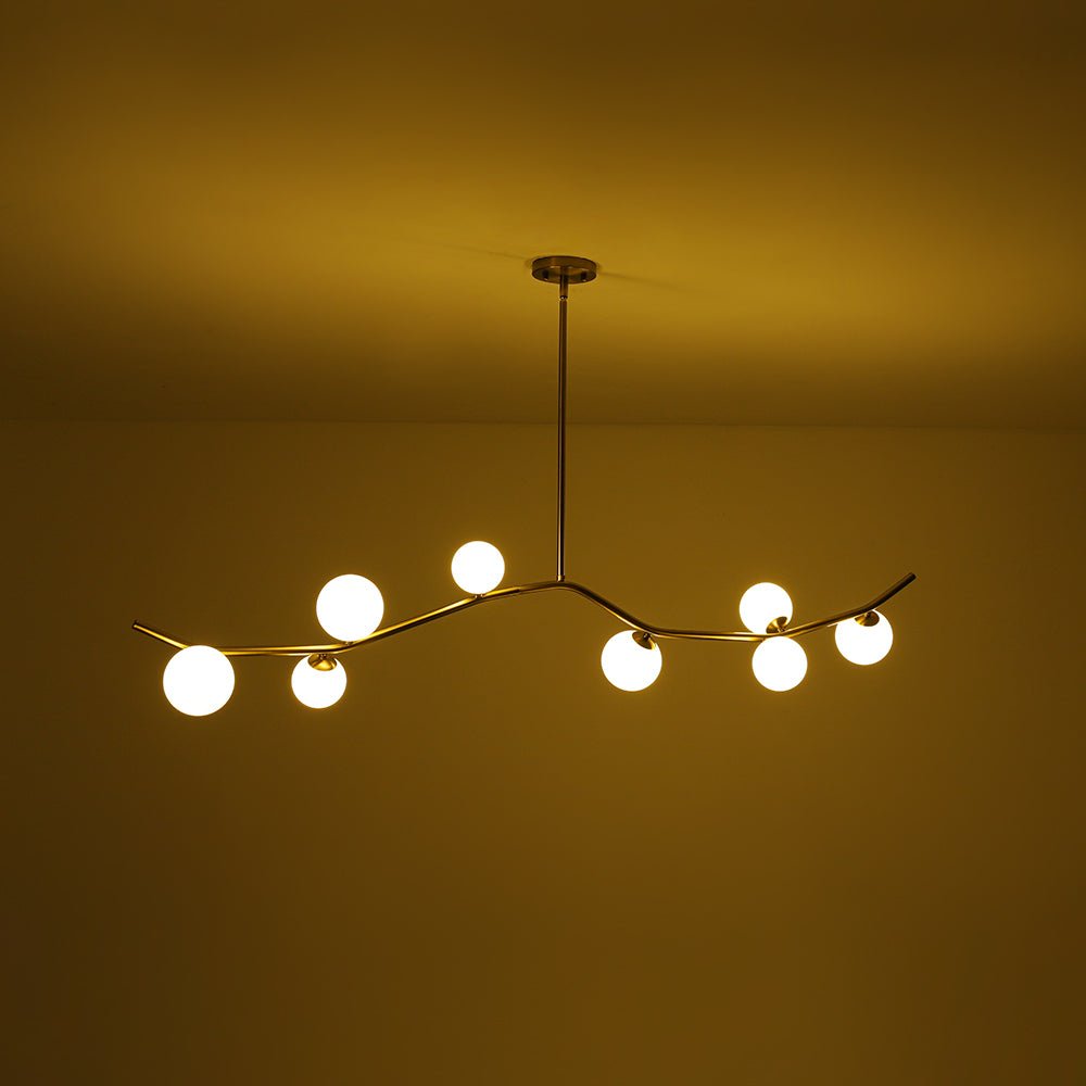 Eiriksd Funky Curved Linear Glass Chandelier - Lamp Copper