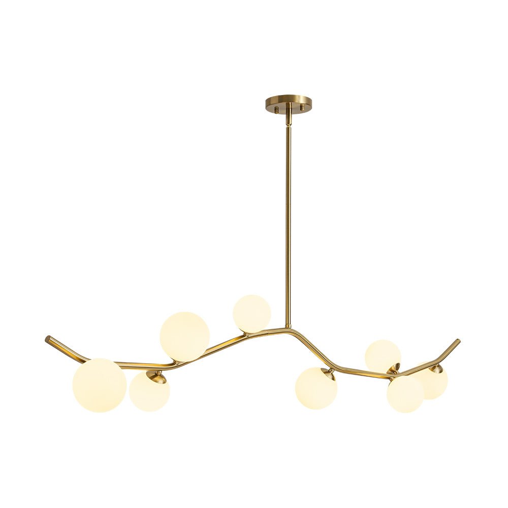 Eiriksd Funky Curved Linear Glass Chandelier - Lamp Copper