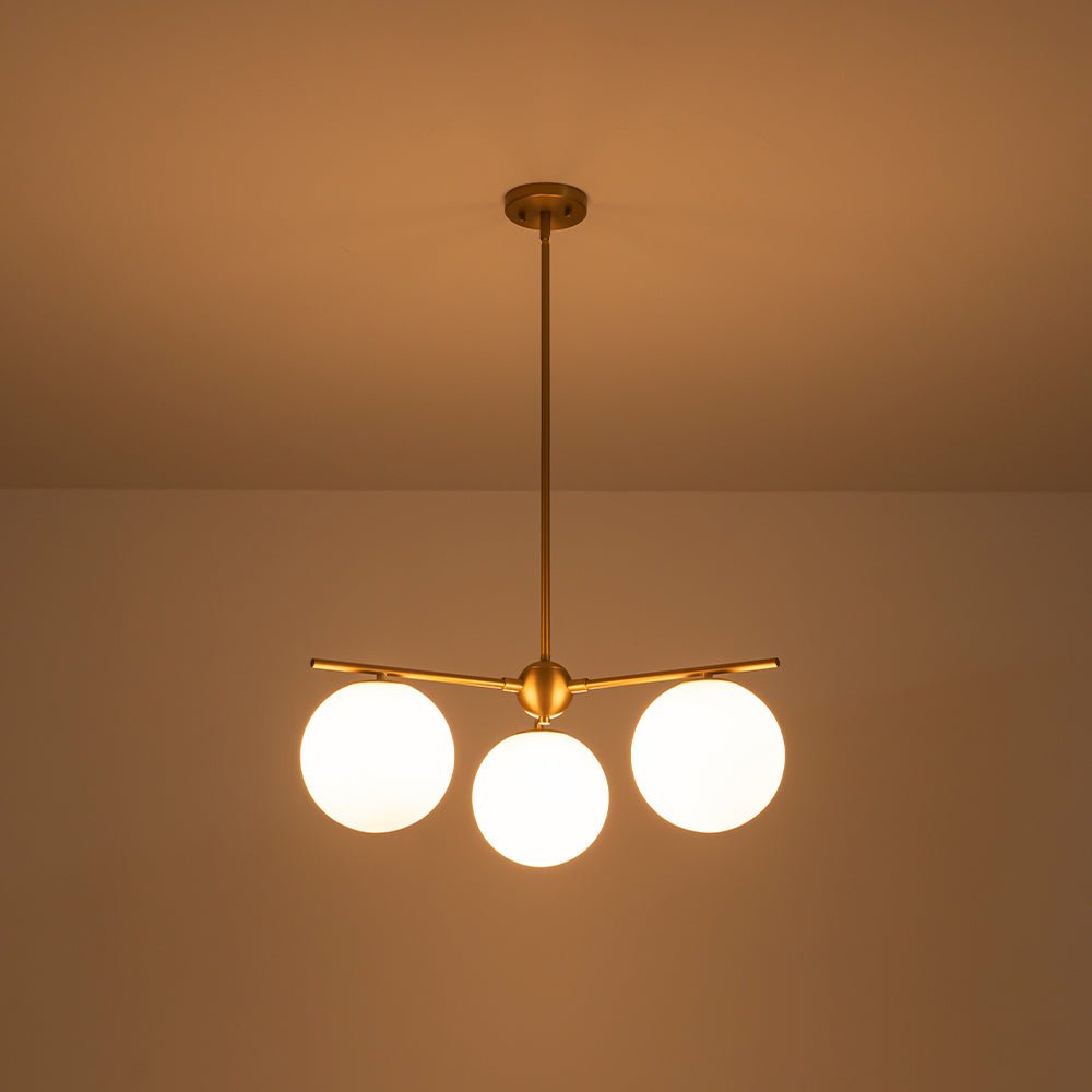 Ildvuva Funky Linear Sputnik Globe Tier Bubble Opal Glass Chandelier - Lamp Copper