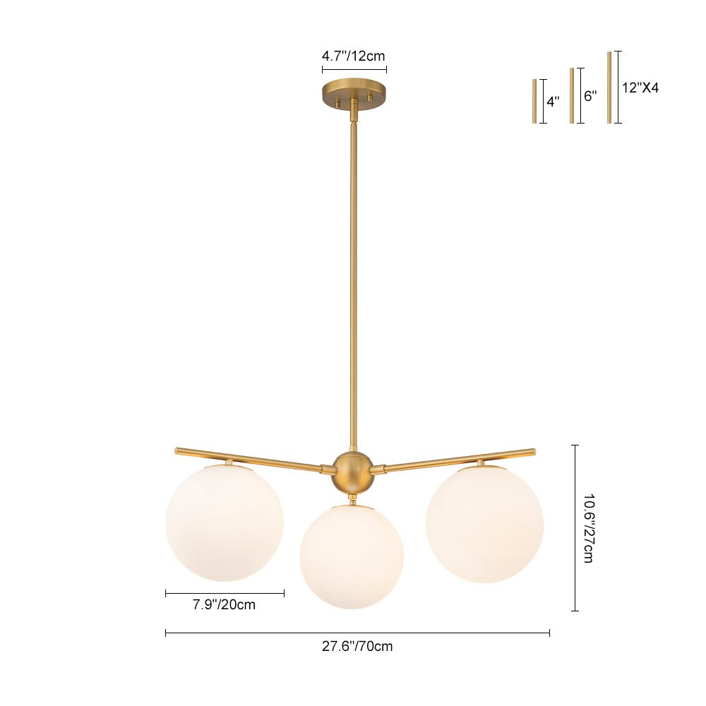 Ildvuva Funky Linear Sputnik Globe Tier Bubble Opal Glass Chandelier - Lamp Copper