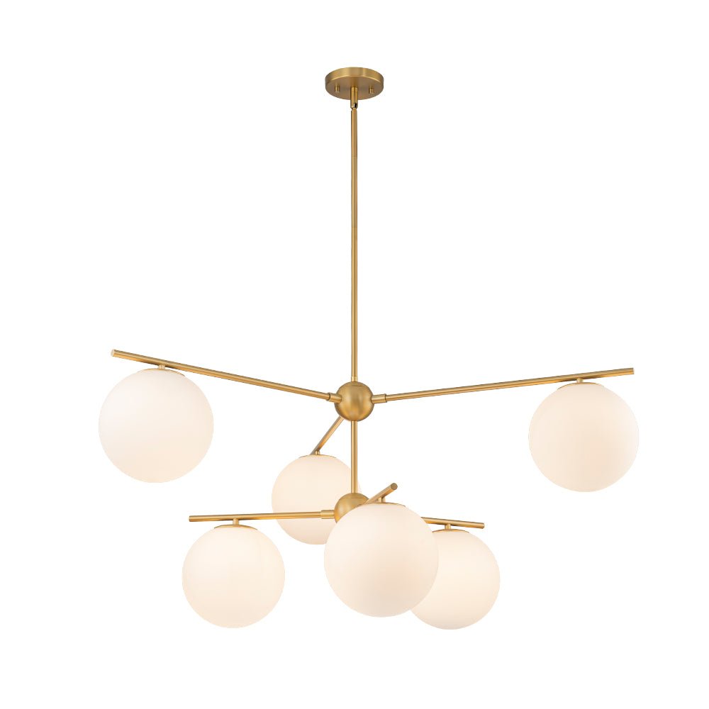 Ildvuva Funky Linear Sputnik Globe Tier Bubble Opal Glass Chandelier - Lamp Copper