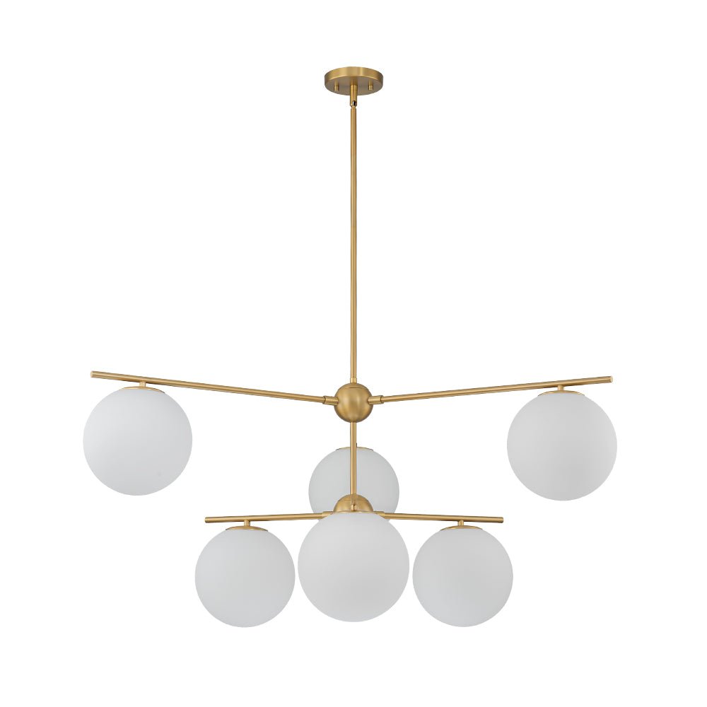Ildvuva Funky Linear Sputnik Globe Tier Bubble Opal Glass Chandelier - Lamp Copper