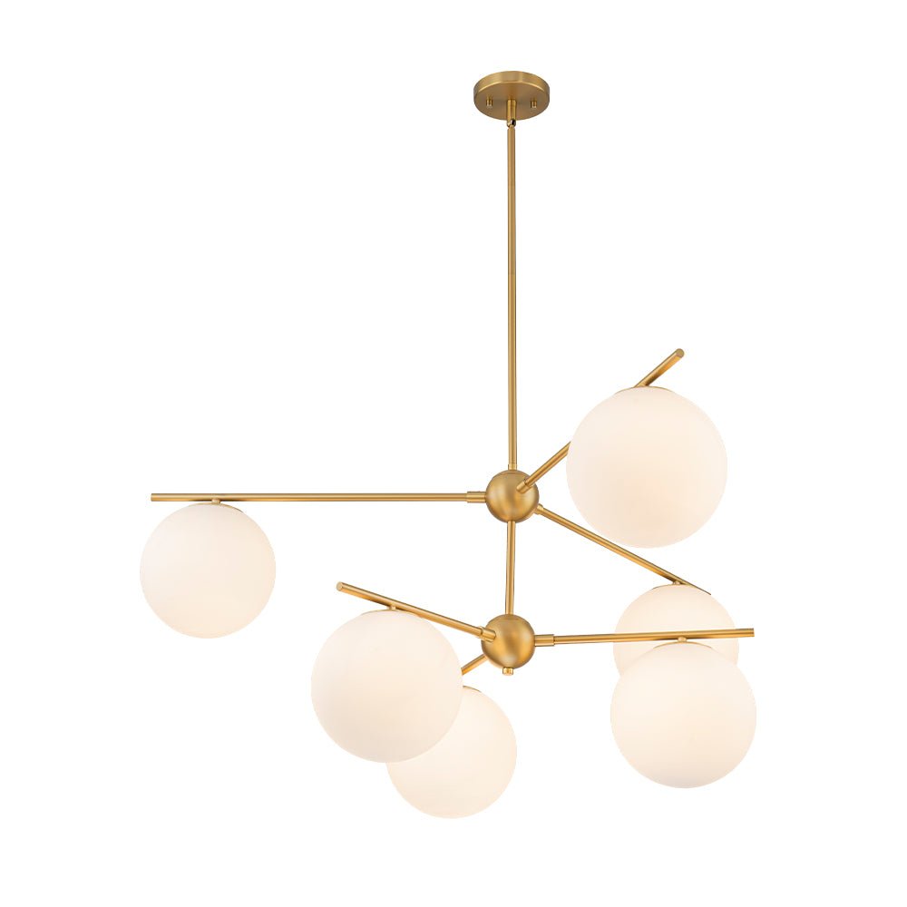 Ildvuva Funky Linear Sputnik Globe Tier Bubble Opal Glass Chandelier - Lamp Copper