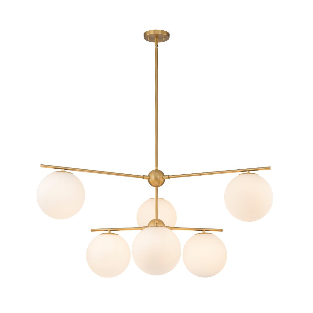Ildvuva Funky Linear Sputnik Globe Tier Bubble Opal Glass Chandelier - Lamp Copper