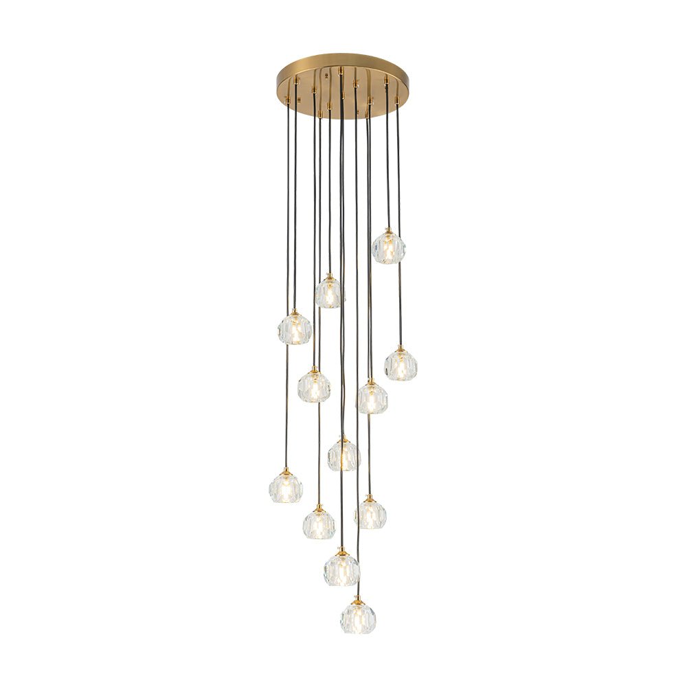 Zoruvyx Glam Cluster Cutting Crystal Pendant Chandelier - Lamp Copper