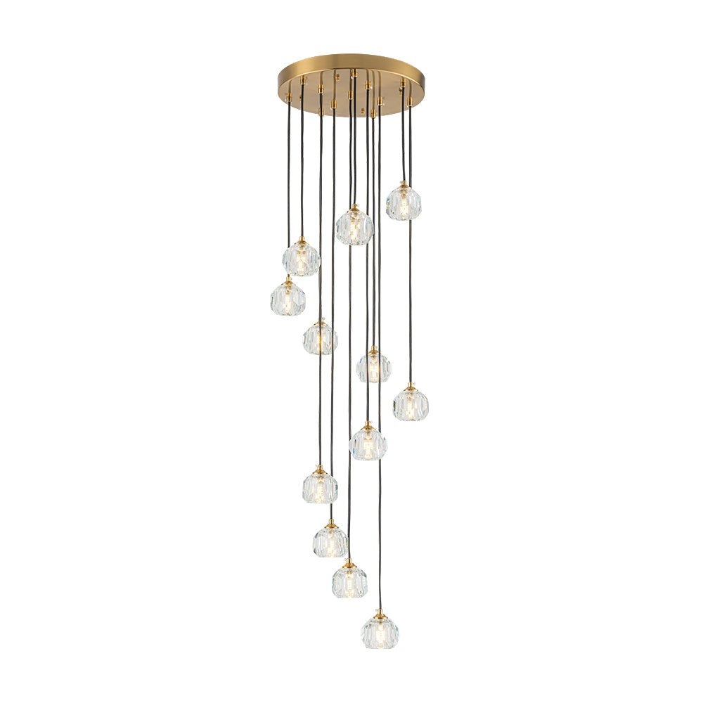 Zoruvyx Glam Cluster Cutting Crystal Pendant Chandelier - Lamp Copper