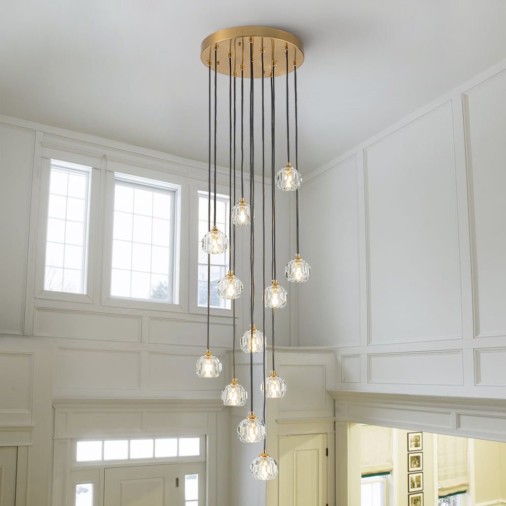 Zoruvyx Glam Cluster Cutting Crystal Pendant Chandelier - Lamp Copper