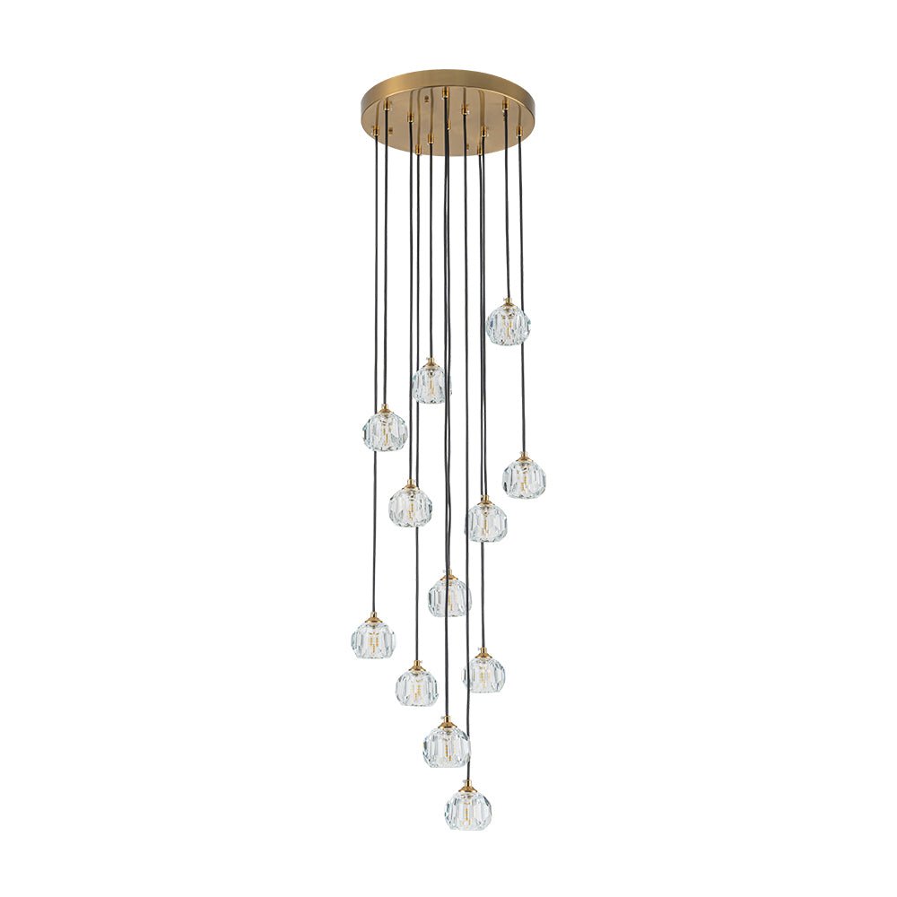 Zoruvyx Glam Cluster Cutting Crystal Pendant Chandelier - Lamp Copper