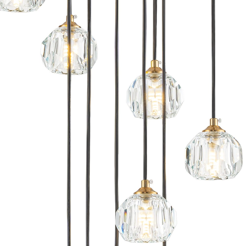 Zoruvyx Glam Cluster Cutting Crystal Pendant Chandelier - Lamp Copper