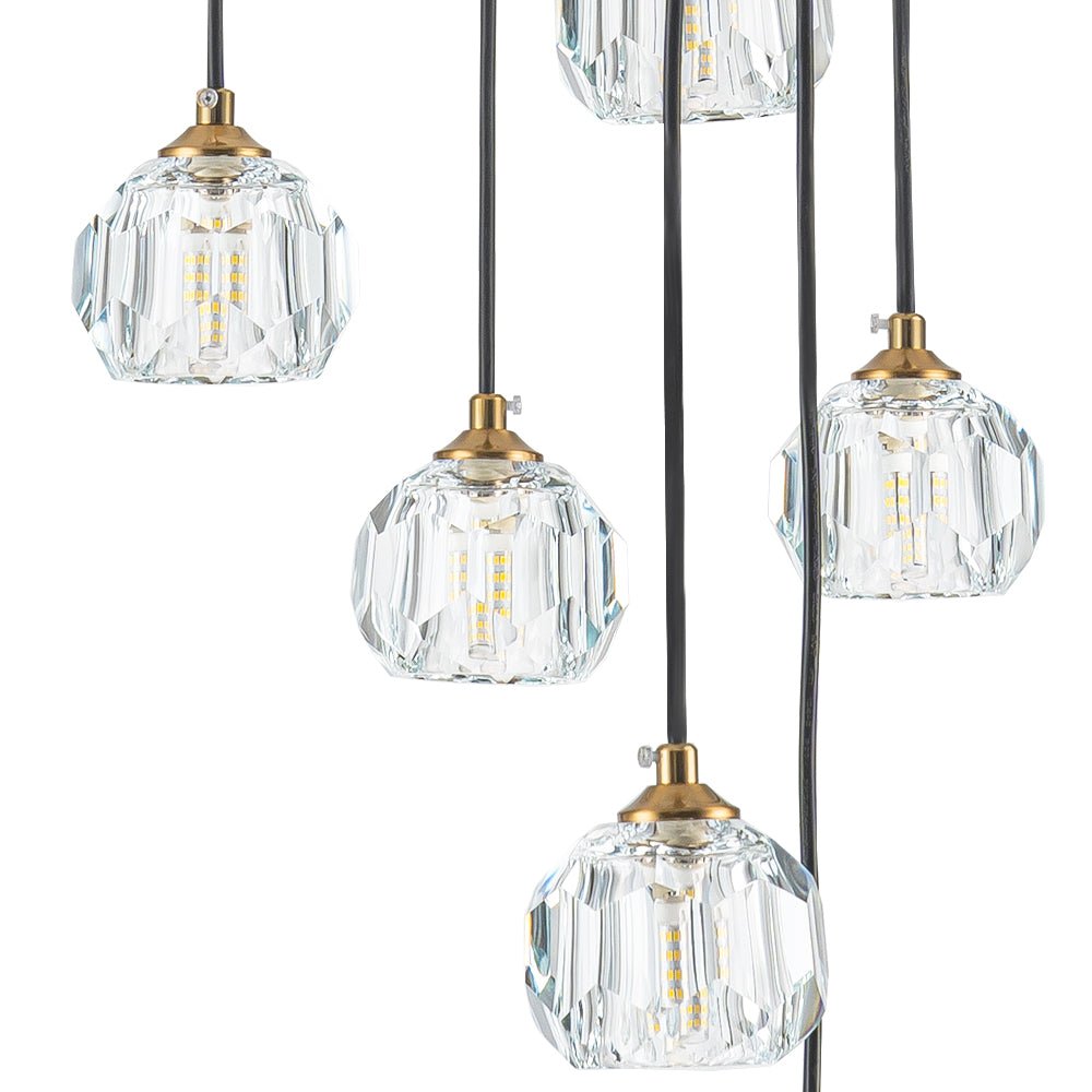Zoruvyx Glam Cluster Cutting Crystal Pendant Chandelier - Lamp Copper
