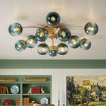 Astria Modern Glass Semi Flush Chandelier - Lamp Copper