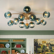 Astria Modern Glass Semi Flush Chandelier - Lamp Copper