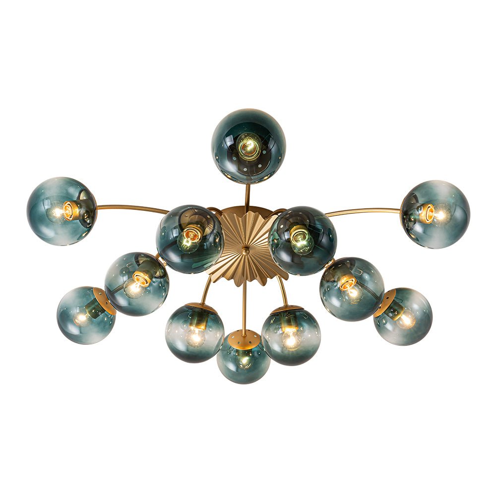 Astria Modern Glass Semi Flush Chandelier - Lamp Copper