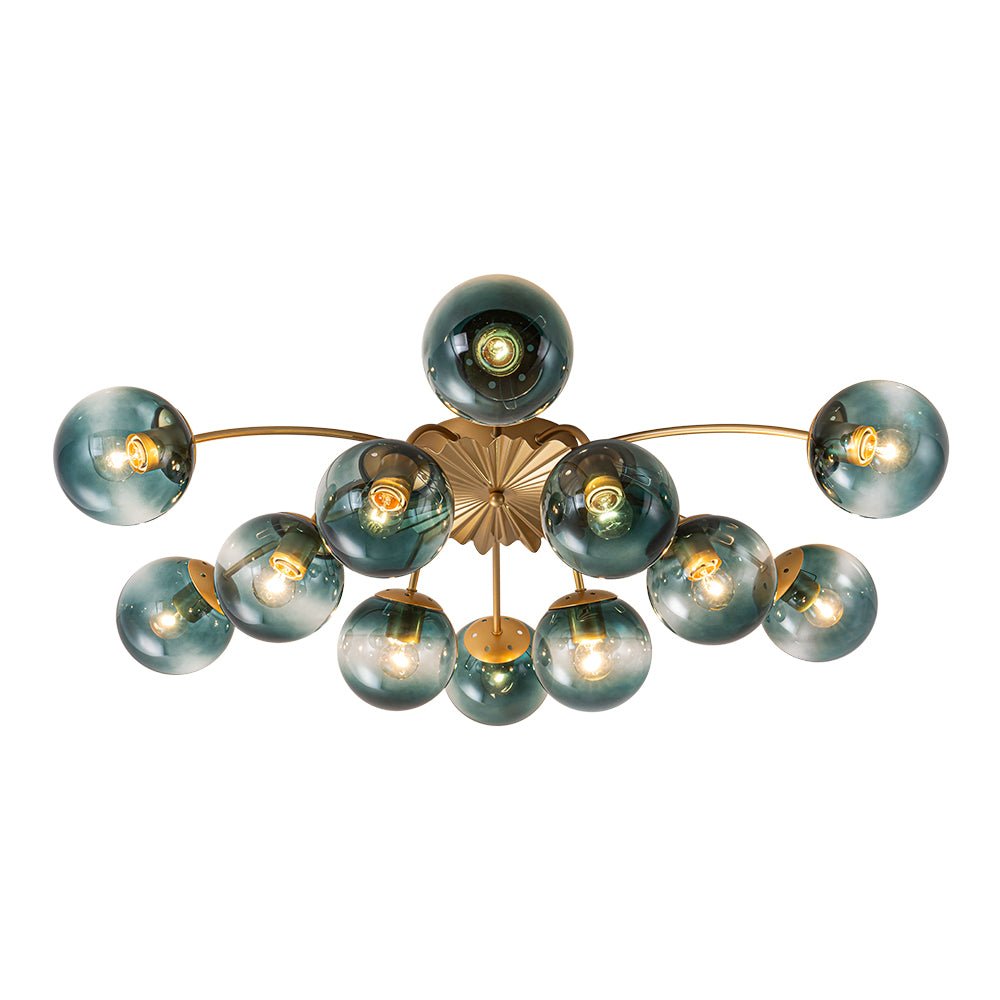Astria Modern Glass Semi Flush Chandelier - Lamp Copper