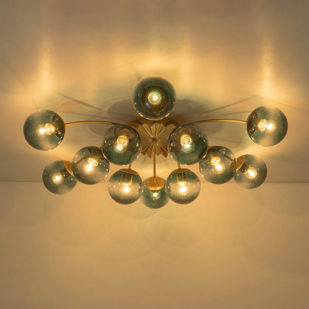 Astria Modern Glass Semi Flush Chandelier - Lamp Copper