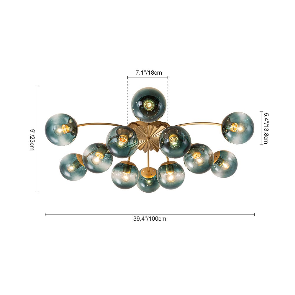 Astria Modern Glass Semi Flush Chandelier - Lamp Copper