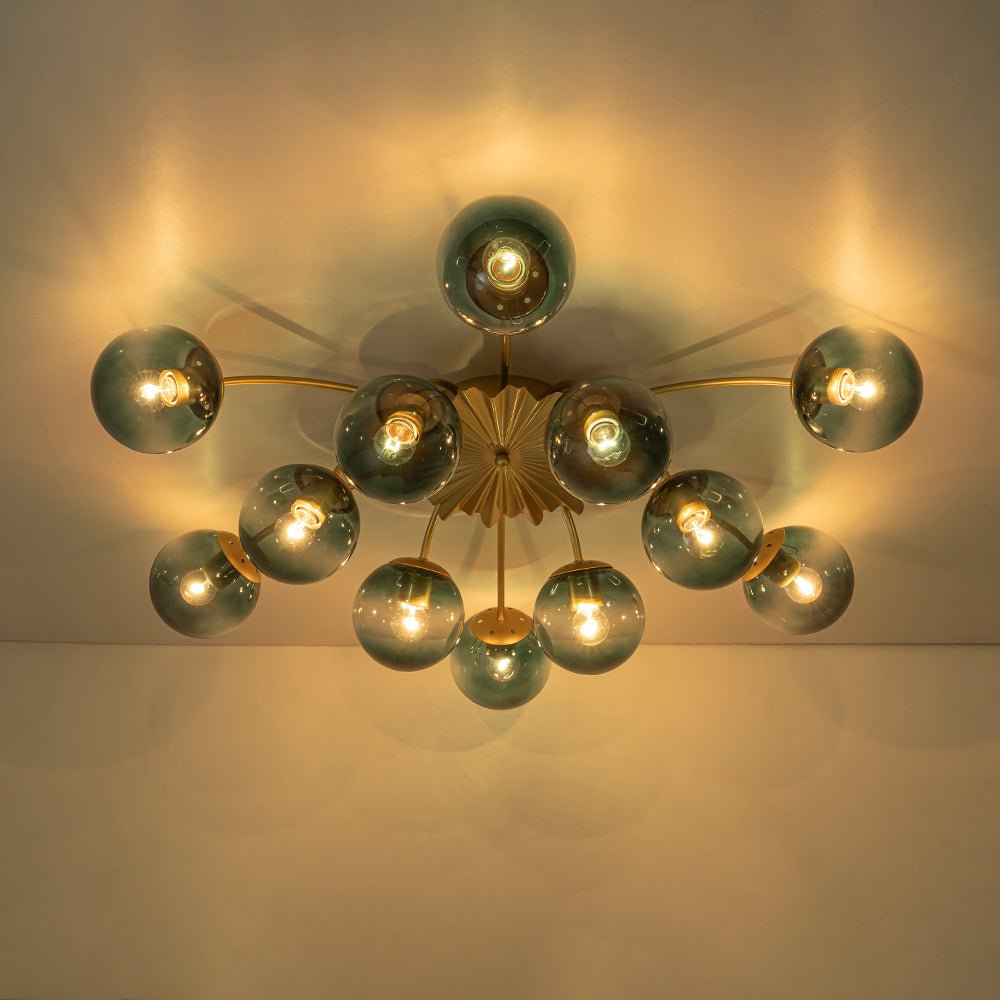Astria Modern Glass Semi Flush Chandelier - Lamp Copper