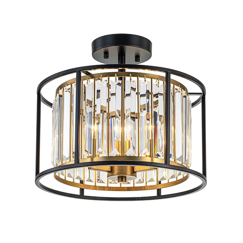 Qvistari Minimalist Crystal Semi Flush Ceiling Light - Lamp Copper