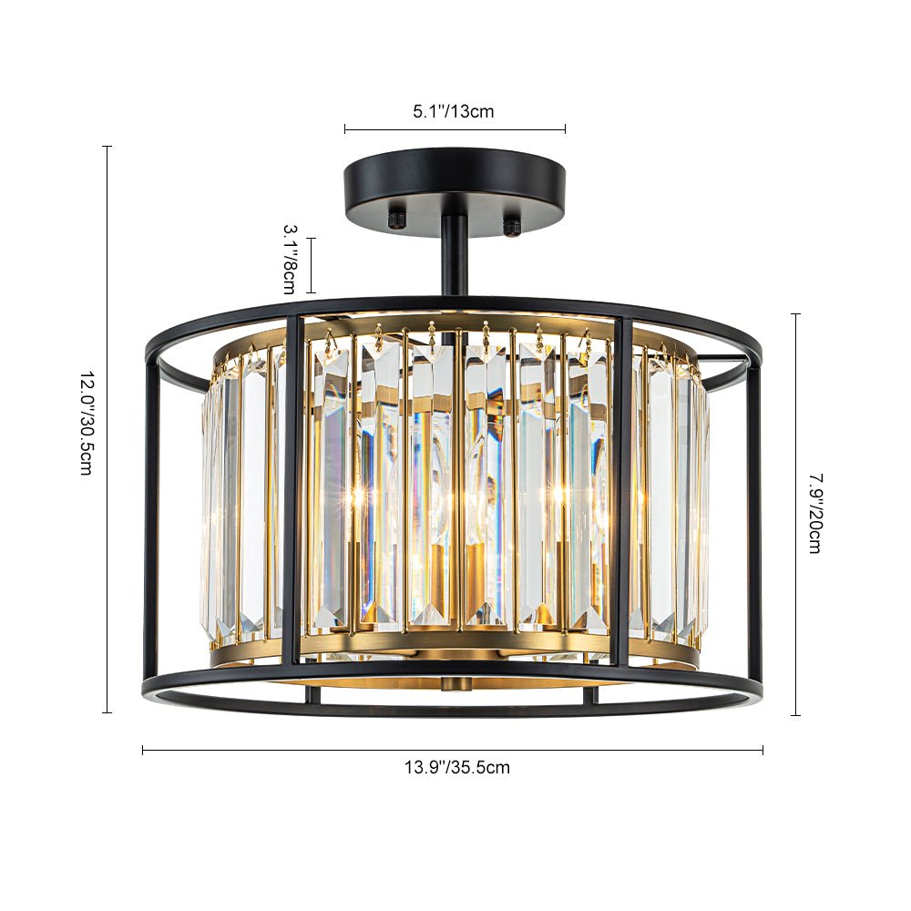 Qvistari Minimalist Crystal Semi Flush Ceiling Light - Lamp Copper