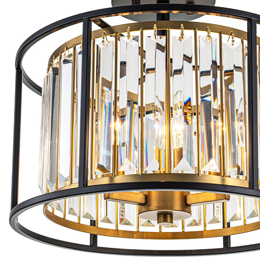 Qvistari Minimalist Crystal Semi Flush Ceiling Light - Lamp Copper