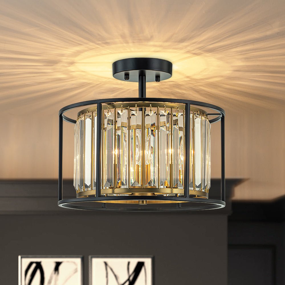 Qvistari Minimalist Crystal Semi Flush Ceiling Light - Lamp Copper