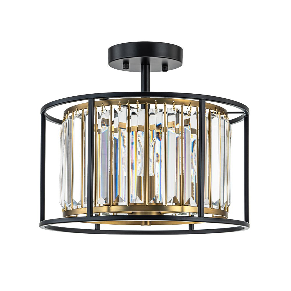 Qvistari Minimalist Crystal Semi Flush Ceiling Light - Lamp Copper